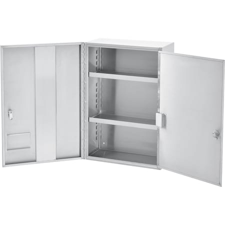 Global Industrial Stainless Steel Medium Narcotics Cabinet, Double Door/Double Lock 436951SS